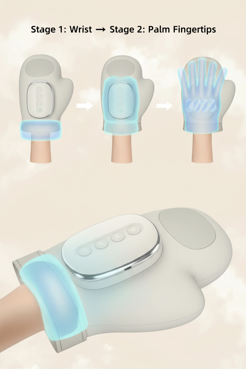HandSoothe Pro – Rechargeable Hand Massager with Air Compression & Heat for Arthritis, Typing Fatigue & Daily Relief